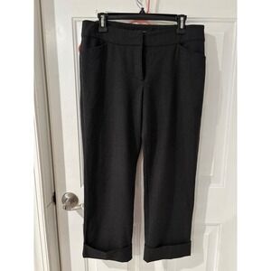 Eileen Fisher Wool Cropped Pants Career Business‎ Casual Cuffed Black Size S